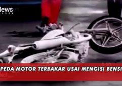 SEPEDA MOTOR TERBAKAR USAI MENGISI BENSIN